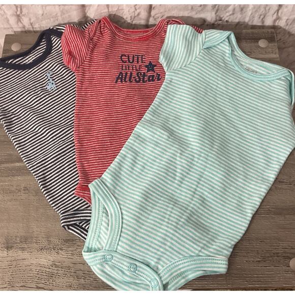 Carter's Other - Mixed Lot of 3 One Piece Striped Baby Boy 3 Months